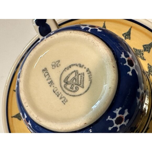 2 Boleslawiec polish Art pottery  Tea Coffee Cup Mug Christmas  Tree Snow Flake - Picture 4 of 4